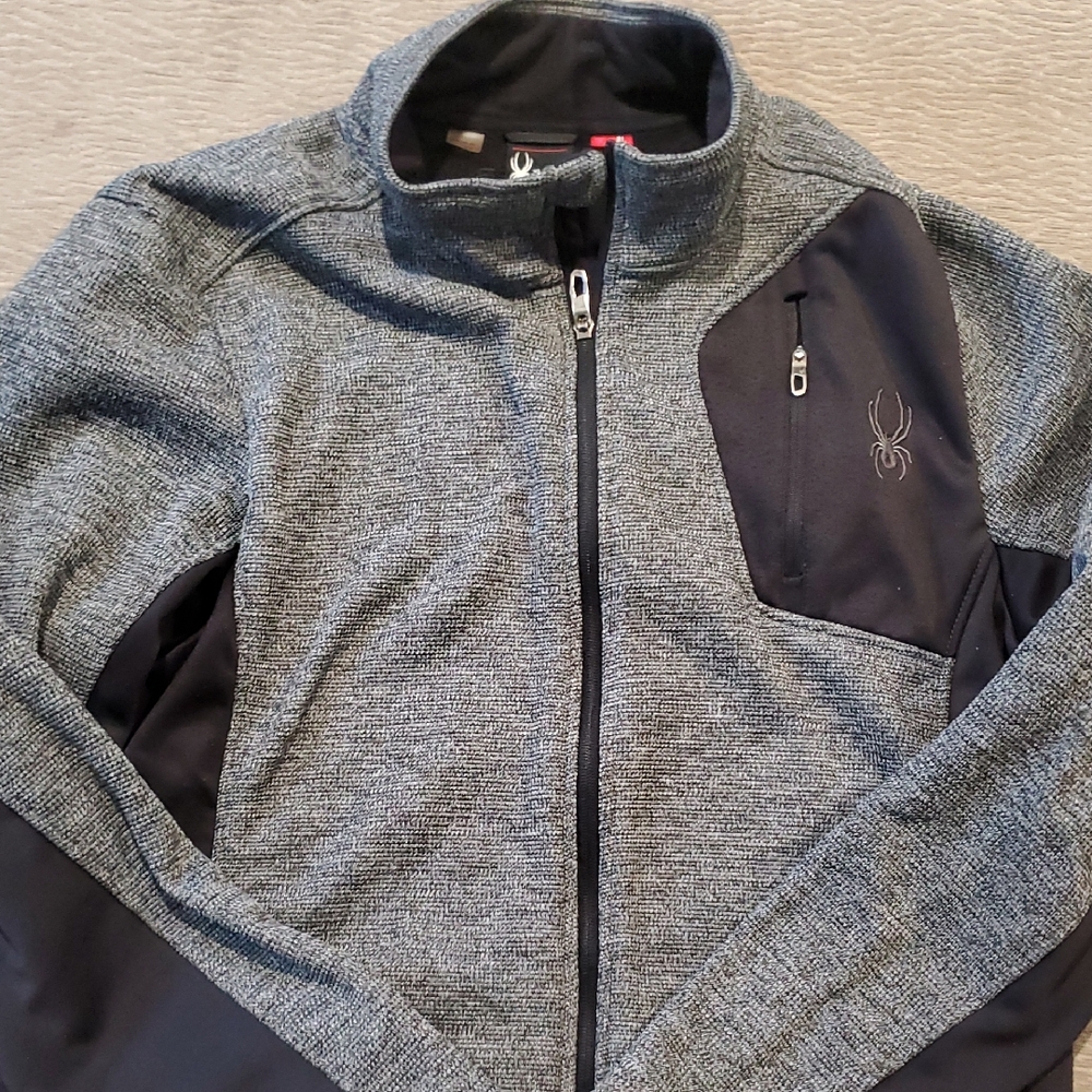 Spyder Heather Gray and Black Full-Zip Performance Jacket